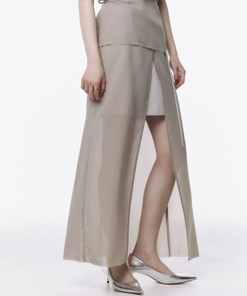 スカート JOSEMOON SHEER COMBI SLIT SKIRT 36 WHITE スカート JOSEMOON SHEER COMBI SLIT SKIRT 36 WHITE スカート