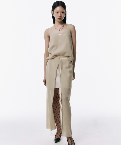 スカート JOSEMOON SHEER COMBI SLIT SKIRT 36 WHITE スカート JOSEMOON SHEER COMBI SLIT SKIRT 36 WHITE SHEER