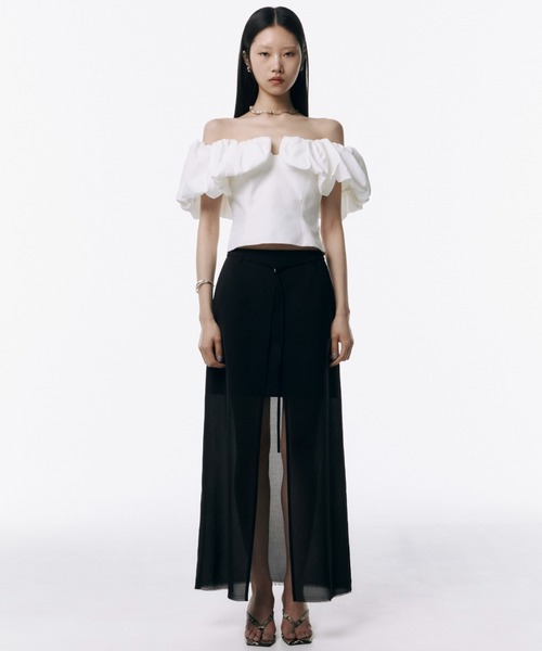 JOSE MOON(ジョゼムーン)の「SHEER COMBI SLIT SKIRT/シアーコンビスリットスカート(スカート・レディース・ブラック/ホワイト/ブルー系その他/イエロー系その他/グレー系その他・38/36)」の10枚目の写真
