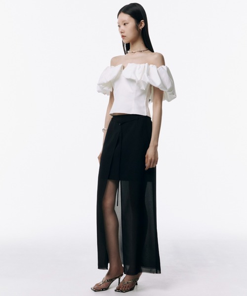 JOSE MOON(ジョゼムーン)の「SHEER COMBI SLIT SKIRT/シアーコンビスリットスカート(スカート・レディース・ブラック/ホワイト/ブルー系その他/イエロー系その他/グレー系その他・38/36)」の18枚目の写真