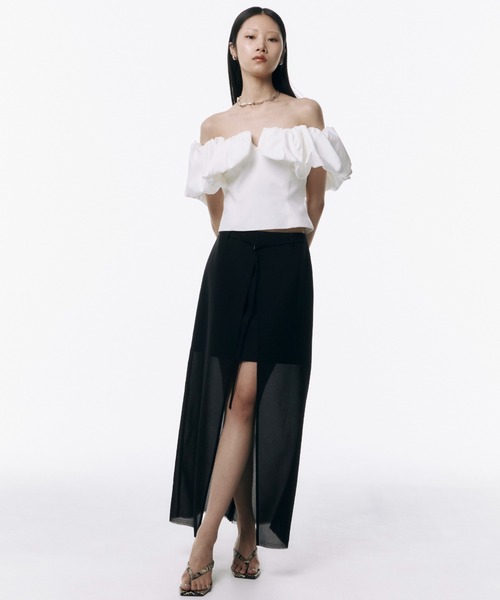 JOSE MOON(ジョゼムーン)の「SHEER COMBI SLIT SKIRT/シアーコンビスリットスカート(スカート・レディース・ブラック/ホワイト/ブルー系その他/イエロー系その他/グレー系その他・38/36)」の17枚目の写真