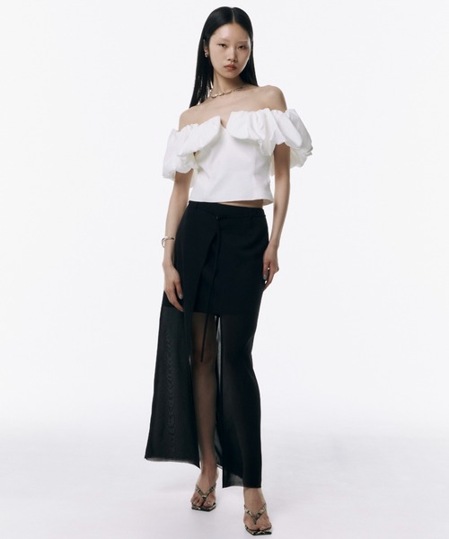 JOSE MOON(ジョゼムーン)の「SHEER COMBI SLIT SKIRT/シアーコンビスリットスカート(スカート・レディース・ブラック/ホワイト/ブルー系その他/イエロー系その他/グレー系その他・38/36)」の19枚目の写真