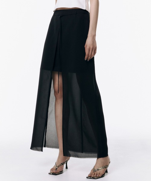JOSE MOON(ジョゼムーン)の「SHEER COMBI SLIT SKIRT/シアーコンビスリットスカート(スカート・レディース・ブラック/ホワイト/ブルー系その他/イエロー系その他/グレー系その他・38/36)」の21枚目の写真