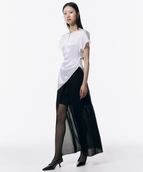 JOSE MOON(ジョゼムーン)の「SHEER COMBI SLIT SKIRT/シアーコンビスリットスカート(スカート・レディース・ブラック/ホワイト/ブルー系その他/イエロー系その他/グレー系その他・38/36)」の8枚目の写真