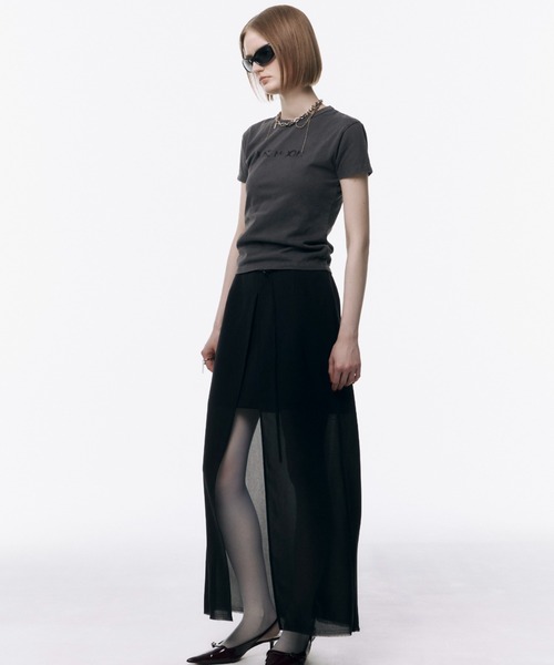 セール】SHEER COMBI SLIT SKIRT/シアーコンビスリットスカート