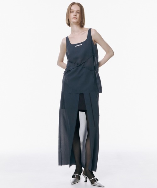 スカート JOSEMOON SHEER COMBI SLIT SKIRT 36 WHITE JOSE MOON スカート SHEER COMBI SLIT SKIRT/シアーコンビ