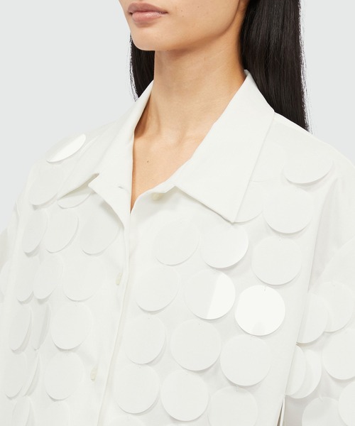 MSGM（エムエスジーエム）の「MAXIスパンコール デコラティブシャツ（シャツ/ブラウス・レディース・ホワイト/ブラック・38）」の6枚目の写真