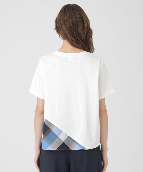 BLUE LABEL CRESTBRIDGE（ブルーレーベルクレストブリッジ）の「コンパクトピマスムースバイアスチェックTシャツ（Tシャツ/カットソー・レディース・ベージュ/オフホワイト/ホワイト系その他/ダークネイビー・38/40）」の7枚目の写真