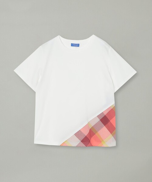 tシャツ コンパクトピマスムースバイアスチェックTシャツ レディース セール】コンパクトピマスムースバイアスチェックTシャツ（T