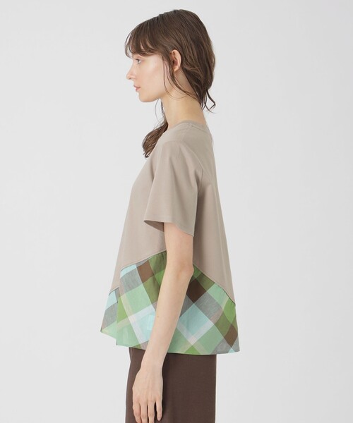 BLUE LABEL CRESTBRIDGE（ブルーレーベルクレストブリッジ）の「コンパクトピマスムースバイアスチェックTシャツ（Tシャツ/カットソー・レディース・ベージュ/オフホワイト/ホワイト系その他/ダークネイビー・38/40）」の18枚目の写真