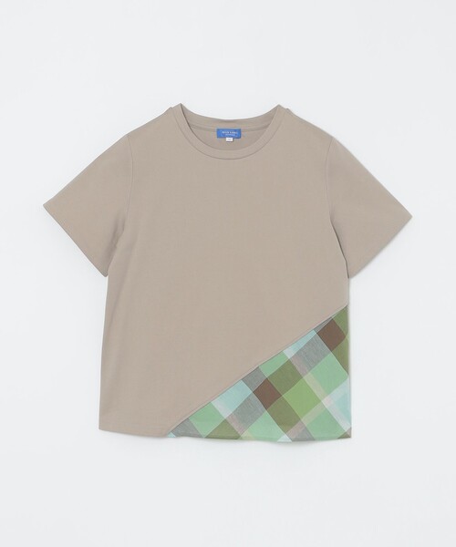 tシャツ コンパクトピマスムースバイアスチェックTシャツ レディース セール】コンパクトピマスムースバイアスチェックTシャツ（T