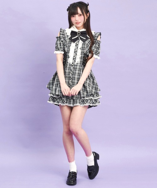 サイドレースアップオフショル半袖セットアップ（セットアップ