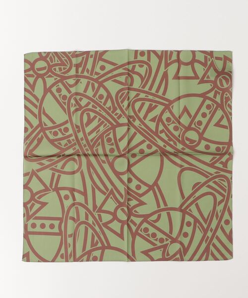 Vivienne Westwood(ヴィヴィアンウエストウッド)の「TANGLED ORB HANDKERCHIEF 58X58 TANGLED(ハンカチ/ハンドタオル・メンズ・レッド系その他2/ピンク/グリーン・FREE)」の2枚目の写真