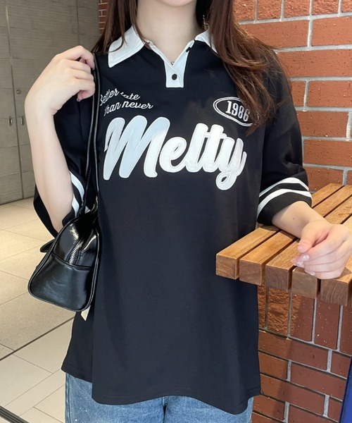LAC-VERT(ラック・ヴェール)の「ビッグシルエットカレッジ風半袖ポロシャツ(シャツ/ブラウス・レディース・ネイビー/ブラック/オフホワイト・FREE)」の8枚目の写真