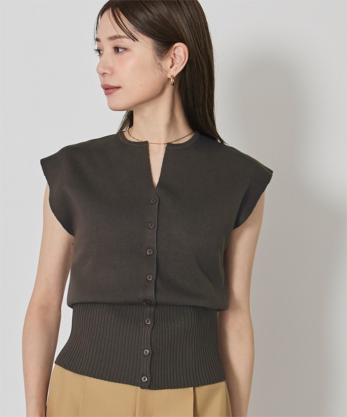 UR'S（ユアーズ）の「ウエストシェイプキーネックニット（ニット/セーター・レディース・グレー系その他/ブラック/ブラウン・S/M/L）」の3枚目の写真