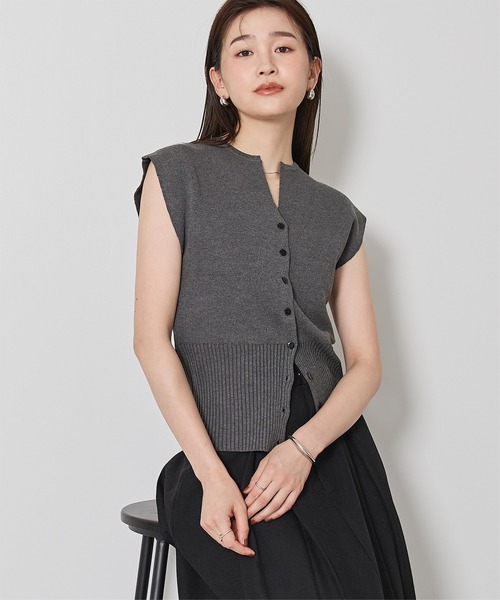 UR'S（ユアーズ）の「ウエストシェイプキーネックニット（ニット/セーター・レディース・グレー系その他/ブラック/ブラウン・S/M/L）」の6枚目の写真