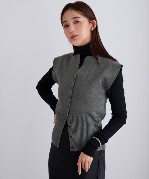 UR'S（ユアーズ）の「ウエストシェイプキーネックニット（ニット/セーター・レディース・グレー系その他/ブラック/ブラウン・S/M/L）」の5枚目の写真