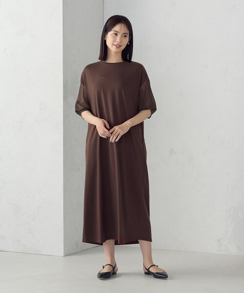 COMME CA ISM(コムサイズム)の「スリーブデザイン ワンピース(ワンピース・レディース・ネイビー/グリーン/ブラウン/ブラック・FREE)」の1枚目の写真