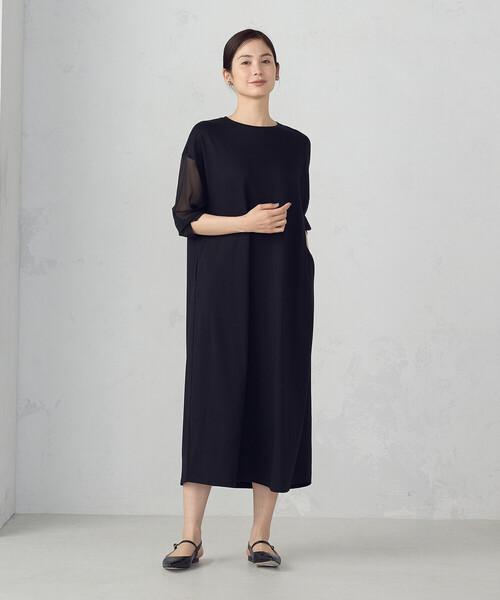 COMME CA ISM(コムサイズム)の「スリーブデザイン ワンピース(ワンピース・レディース・ネイビー/グリーン/ブラウン/ブラック・FREE)」の2枚目の写真