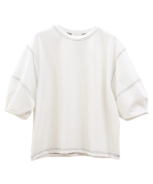 セール】バルーンスリーブステッチTシャツ (comochi select