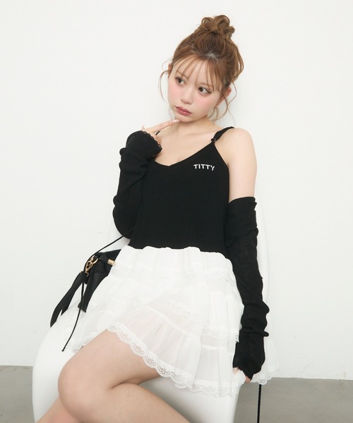 TITTY&CO.（ティティーアンドコー）の「フリルキャミワンピース（ワンピース・レディース・ホワイト/ブラック/グレー・FREE）」の19枚目の写真