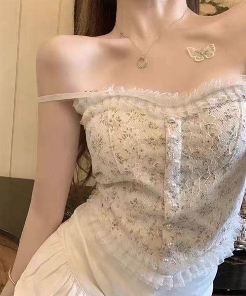 Mayree（メイリー）の「【Mayree】小花柄 総レース キャミソール（キャミソール・レディース・ホワイト/ブラック・FREE）」の8枚目の写真