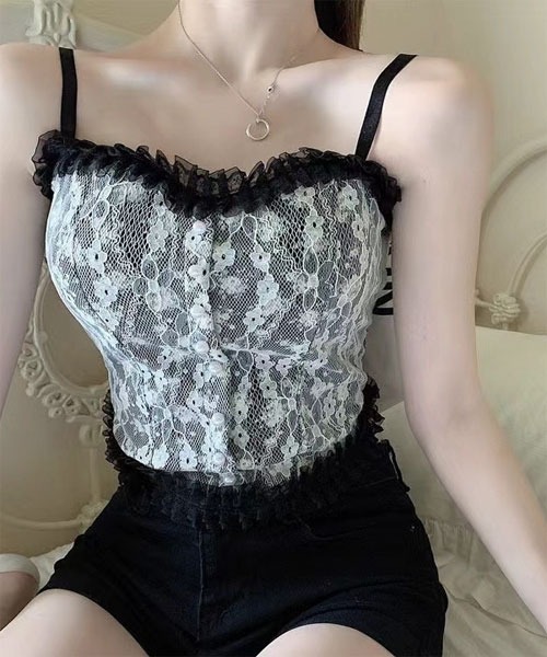 Mayree（メイリー）の「【Mayree】小花柄 総レース キャミソール（キャミソール・レディース・ホワイト/ブラック・FREE）」の3枚目の写真