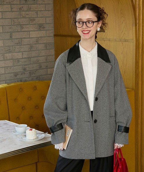 セール】【BONLECILL noir】異素材切替クラシックテーラードジャケット