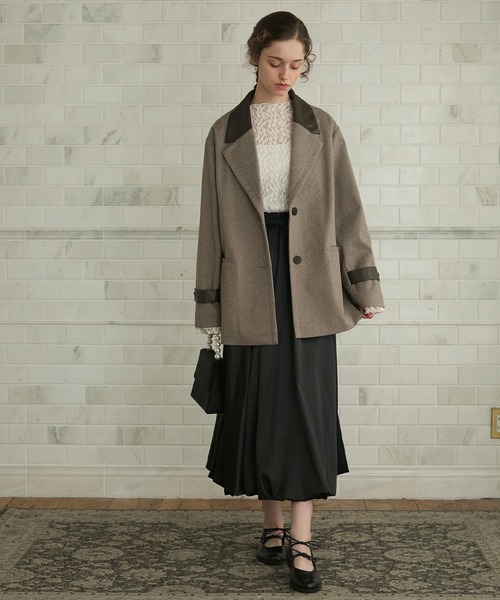 ほぼ未使用 伊製 ピエールバルマン ウールカノコ生地 テーラードジャケット セール】 ウールシルクポリウレタン シングル2Bテーラードジャケット