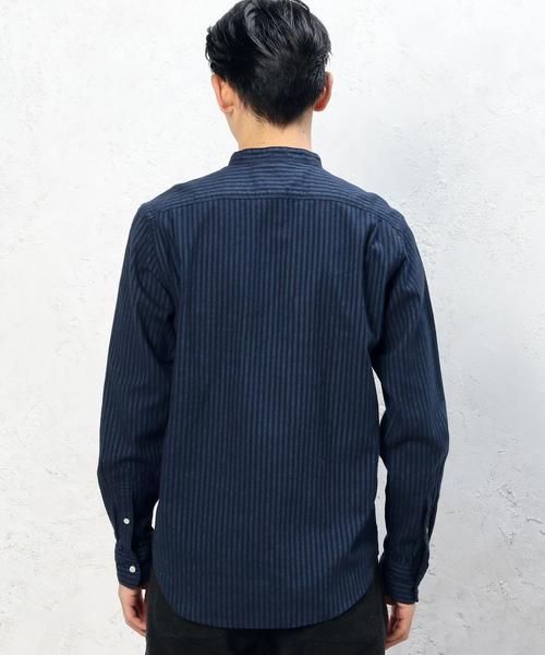 green label relaxing(グリーンレーベルリラクシング)の「BRUSH/OX/STバンドカラー H/P シャツ◆(シャツ/ブラウス・メンズ・ネイビー/ホワイト・LARGE/X-LARGE/SMALL/MEDIUM)」の3枚目の写真