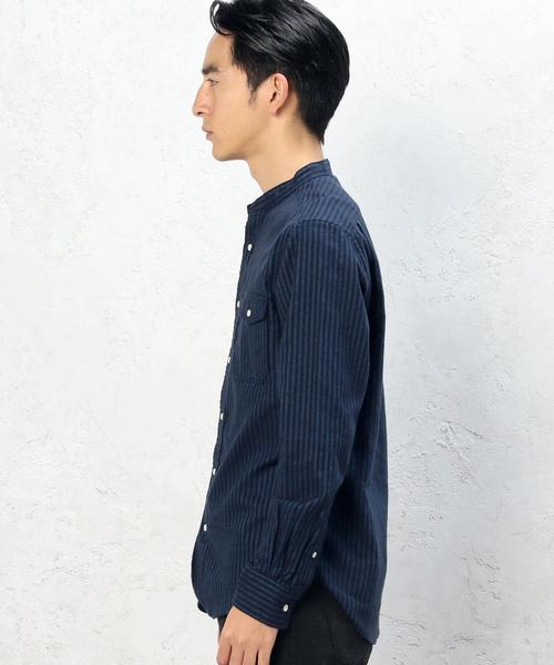 green label relaxing(グリーンレーベルリラクシング)の「BRUSH/OX/STバンドカラー H/P シャツ◆(シャツ/ブラウス・メンズ・ネイビー/ホワイト・LARGE/X-LARGE/SMALL/MEDIUM)」の5枚目の写真