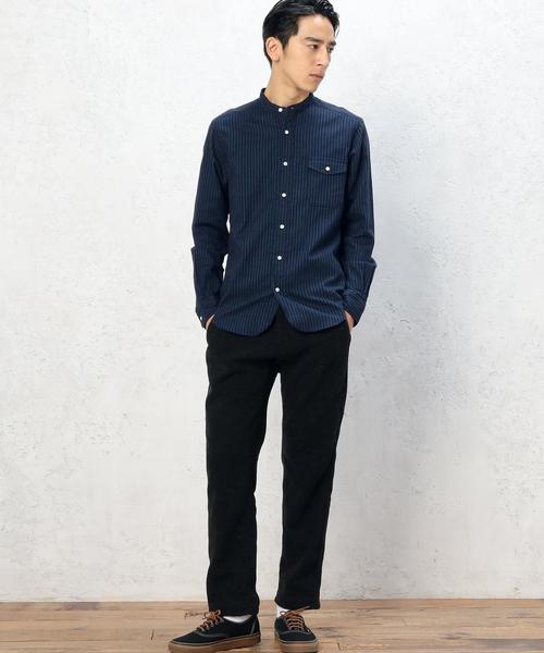 green label relaxing(グリーンレーベルリラクシング)の「BRUSH/OX/STバンドカラー H/P シャツ◆(シャツ/ブラウス・メンズ・ネイビー/ホワイト・LARGE/X-LARGE/SMALL/MEDIUM)」の6枚目の写真