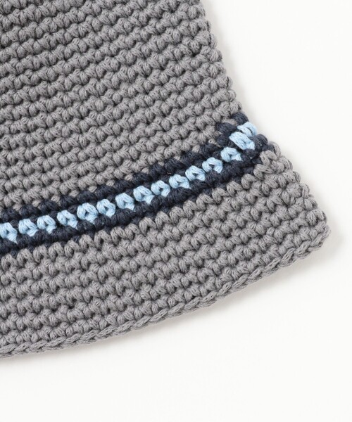 B:MING by BEAMS（ビーミングバイビームス）の「ライン ニット バケットハット（ハット・メンズ・グレー/ブラック・ONE SIZE）」の4枚目の写真