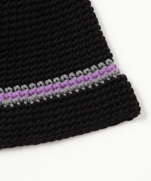 B:MING by BEAMS（ビーミングバイビームス）の「ライン ニット バケットハット（ハット・メンズ・グレー/ブラック・ONE SIZE）」の5枚目の写真