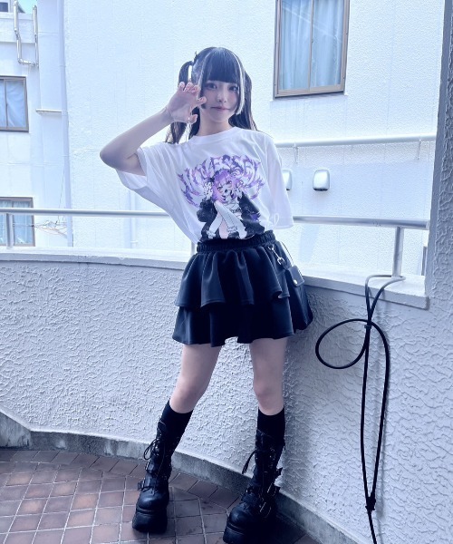 NOVESSEL(ノベセル)の「『NOVESSEL/ノベセル』イラストプリントTシャツ/ハーフスリーブカットソー(Tシャツ/カットソー・レディース・ブラック/ホワイト・FREE)」の5枚目の写真