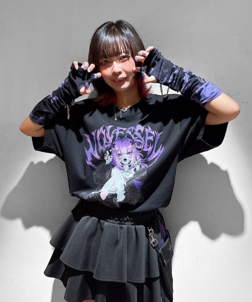 NOVESSEL(ノベセル)の「『NOVESSEL/ノベセル』イラストプリントTシャツ/ハーフスリーブカットソー(Tシャツ/カットソー・レディース・ブラック/ホワイト・FREE)」の7枚目の写真