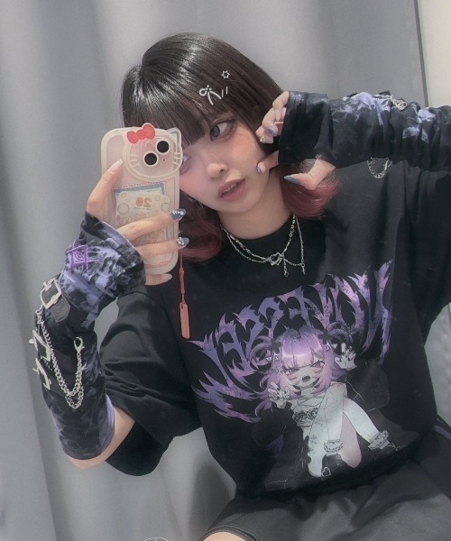 NOVESSEL(ノベセル)の「『NOVESSEL/ノベセル』イラストプリントTシャツ/ハーフスリーブカットソー(Tシャツ/カットソー・レディース・ブラック/ホワイト・FREE)」の8枚目の写真