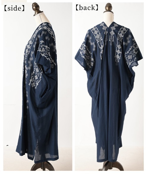 刺繍デザインインド綿カフタンワンピース（ワンピース）｜Sawa a