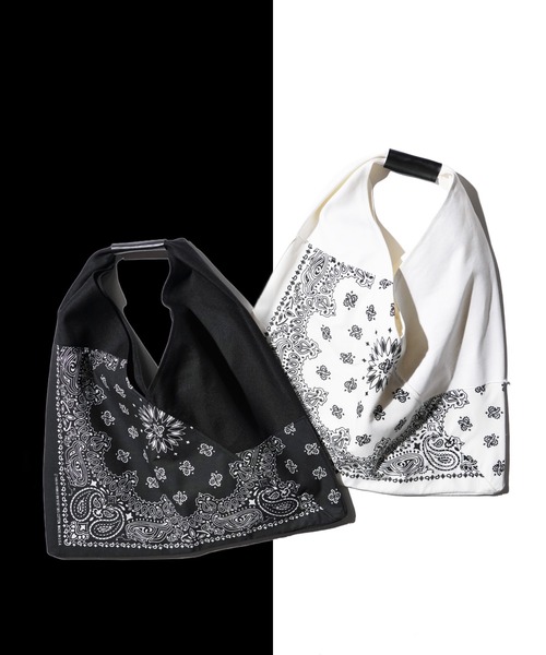 THRIFTY LOOK(スリフティールック)の「THRIFTY LOOK / スリフティールック HAV-A-HANK TRIANGLE LARGE TOTE ハバハンク キャンバス リメイク トライアングルトート(トートバッグ・メンズ・ホワイト/ブラック・FREE)」の8枚目の写真