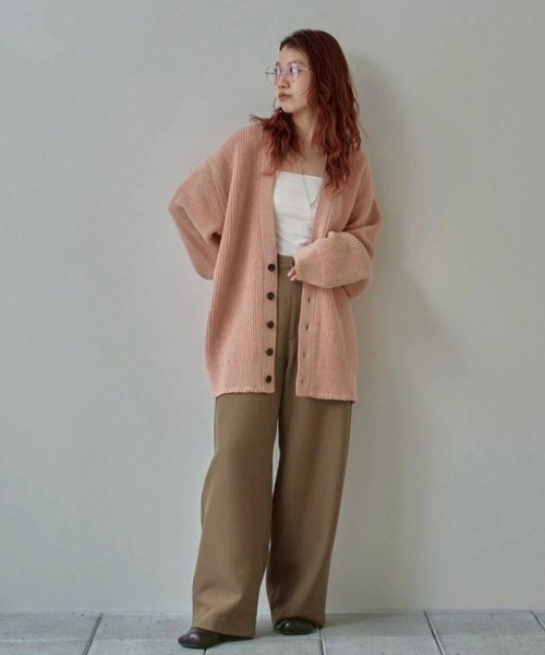 TODAYFUL（トゥデイフル）の「Wool Ribknit Cardigan（カーディガン/ボレロ・レディース・グレイッシュベージュ/ピンクベージュ/キナリ・FREE）」の20枚目の写真