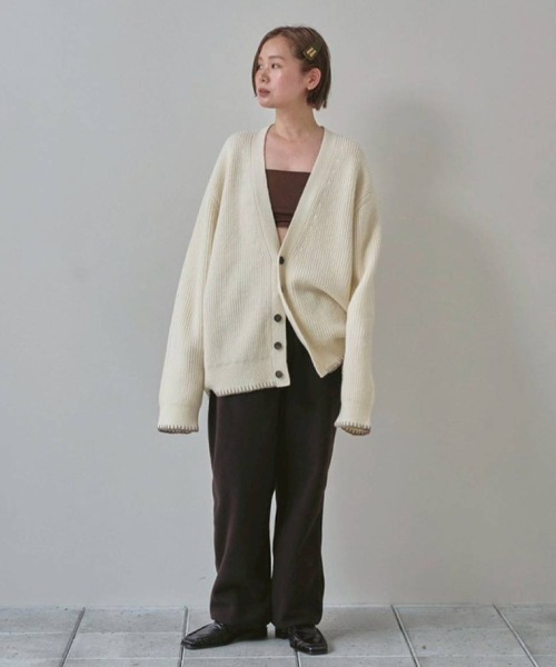 TODAYFUL（トゥデイフル）の「Wool Ribknit Cardigan（カーディガン/ボレロ・レディース・グレイッシュベージュ/ピンクベージュ/キナリ・FREE）」の21枚目の写真