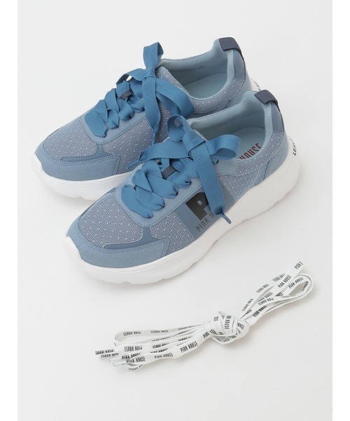 PINK HOUSE（ピンクハウス）の「Pロゴプリントチュール使いスニーカー（スニーカー・レディース・ブラック/レッド/ピンク/アイボリー/ブルーグレー・MEDIUM/LARGE/SMALL）」の7枚目の写真