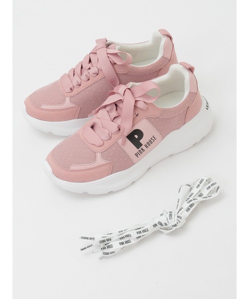 PINK HOUSE（ピンクハウス）の「Pロゴプリントチュール使いスニーカー（スニーカー・レディース・ブラック/レッド/ピンク/アイボリー/ブルーグレー・MEDIUM/LARGE/SMALL）」の11枚目の写真