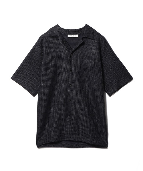 ESTNATION（エストネーション）の「ESTNATION  / ツイードニット オープンカラーシャツ（シャツ/ブラウス・メンズ・ライトベージュ/ネイビー・MEDIUM/LARGE）」の10枚目の写真