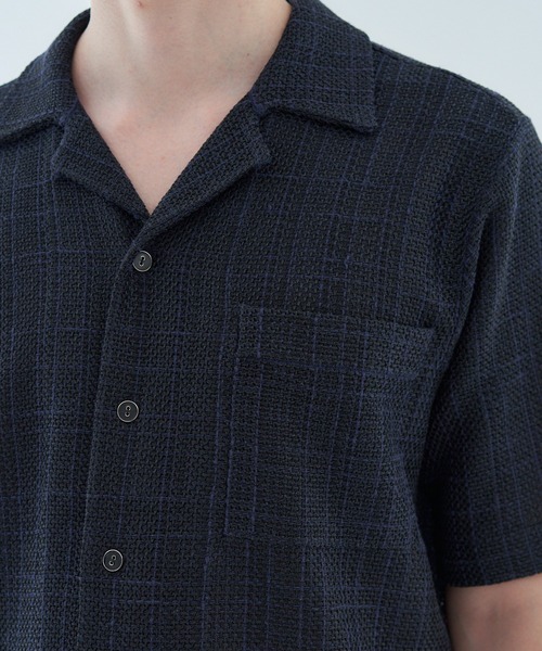 ESTNATION（エストネーション）の「ESTNATION  / ツイードニット オープンカラーシャツ（シャツ/ブラウス・メンズ・ライトベージュ/ネイビー・MEDIUM/LARGE）」の8枚目の写真