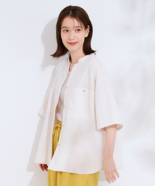 DRESKIP（ドレスキップ）の「【S-LL】大人の抜け感 ビックポケット Vネックシャツ（シャツ/ブラウス・レディース・ブラック/カーキ/ライトベージュ/ダークブラウン・01/04/03/02）」の17枚目の写真