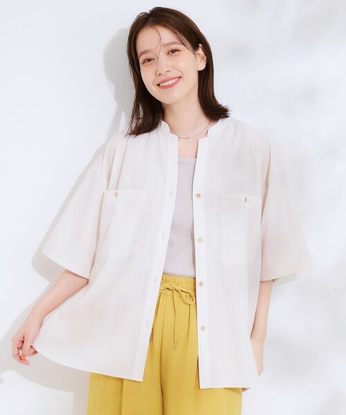 DRESKIP（ドレスキップ）の「【S-LL】大人の抜け感 ビックポケット Vネックシャツ（シャツ/ブラウス・レディース・ブラック/カーキ/ライトベージュ/ダークブラウン・01/04/03/02）」の18枚目の写真