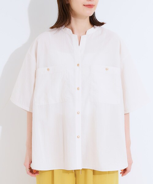 DRESKIP（ドレスキップ）の「【S-LL】大人の抜け感 ビックポケット Vネックシャツ（シャツ/ブラウス・レディース・ブラック/カーキ/ライトベージュ/ダークブラウン・01/04/03/02）」の21枚目の写真