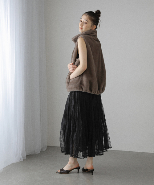 La TOTALITE（ラトータリテ）の「【洗える】スタンドカラーファージレ（ベスト・レディース・ブラウン/アイボリー・FREE）」の15枚目の写真