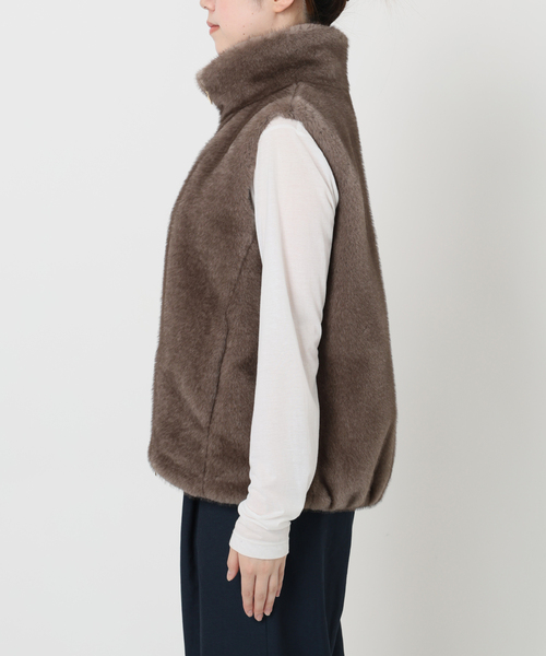 La TOTALITE（ラトータリテ）の「【洗える】スタンドカラーファージレ（ベスト・レディース・ブラウン/アイボリー・FREE）」の11枚目の写真